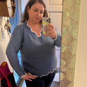 Blue Scalloped Women's Sweater